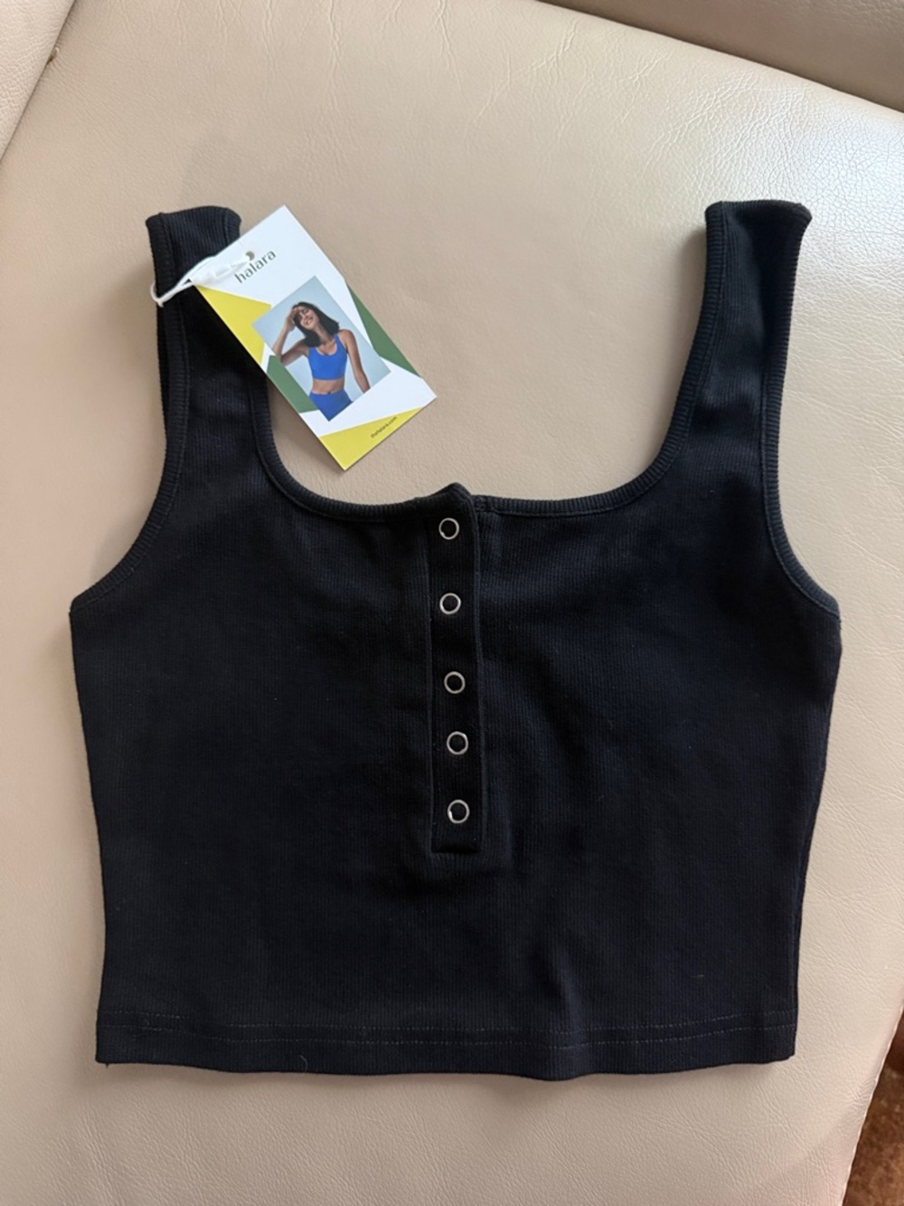 HALARA Black Ribbed Snap-Front Crop Top - NWT - Bundle & Save!